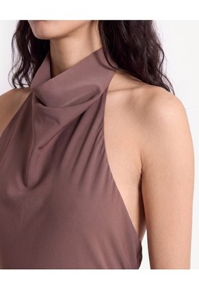 Blusa Halter Escote Fluido  Para Mujer Café Seven Seven