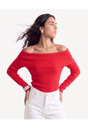 Saco Bardot En Tejido Ligero Para Mujer Rojo Seven Seven