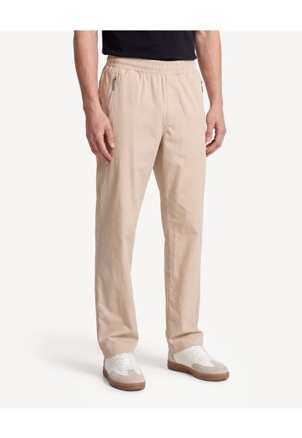 Pantalón Jogger Recto Pretina Resortada  Para Hombre Taupe Seven Seven