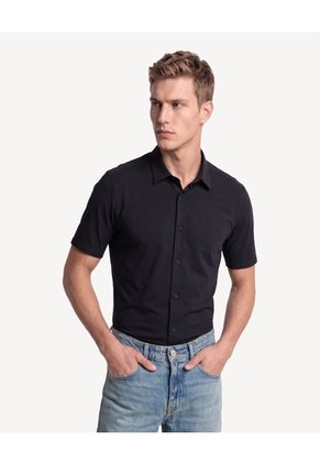 Camisa Noniron Comfort Para Hombre Negro Seven Seven