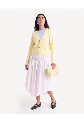 Saco Cardigan De Botonadura Frontal Para Mujer Amarillo Seven Seven