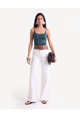 Camiseta De Tiras Graduables  Para Mujer Verde Seven Seven Seven Seven