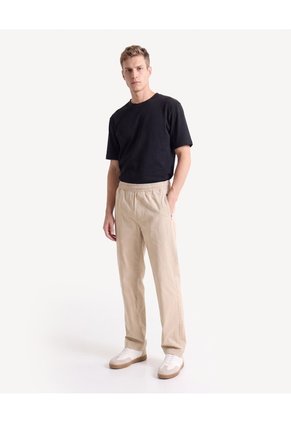Pantalón Jogger Recto Pretina Resortada Para Hombre Taupe Seven Seven