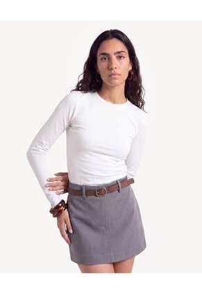 Camiseta Ajustada Manga Larga Para Mujer Crudo Seven Seven