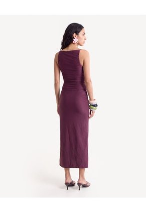 Vestido Largo Con Recogidos Laterales Para Mujer Vino Seven Seven