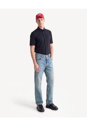 Jean Straight Con Lavado Visible Para Hombre Azul Seven Seven