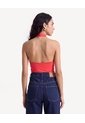 Camiseta Halter Cuello Drapeado  Para Mujer Rojo Seven Seven de Seven Seven