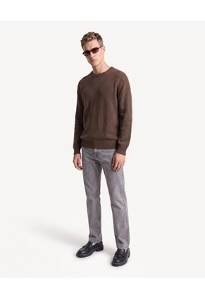 Saco Tejido Acanalado Con Rib Para Hombre Café Seven Seven