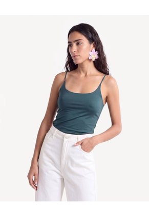 Camiseta De Tiras Graduables  Para Mujer Verde Seven Seven