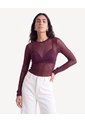 Camiseta Manga Larga En Malla  Para Mujer Vino Seven Seven de Seven Seven