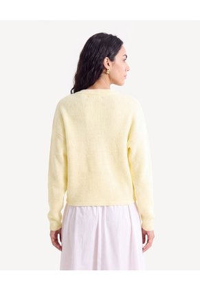 Saco Cardigan De Botonadura Frontal Para Mujer Amarillo Seven Seven
