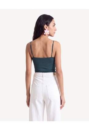 Camiseta De Tiras Graduables  Para Mujer Verde Seven Seven
