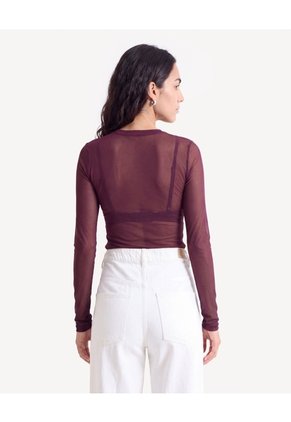 Camiseta Manga Larga En Malla Para Mujer Vino Seven Seven