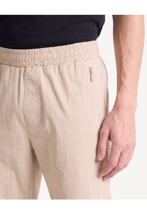 Pantalón Jogger Recto Pretina Resortada Para Hombre Taupe Seven Seven