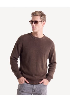 Saco Tejido Acanalado Con Rib Para Hombre Café Seven Seven