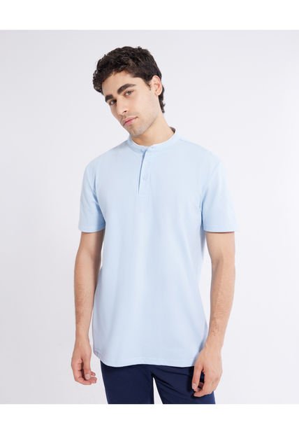 Polo Para Hombre Cuello Mao  Color Celeste Marca Seven Seven #45110767