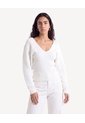 Saco Cuello V Con Manga Volumen  Para Mujer Crema Seven Seven de Seven Seven