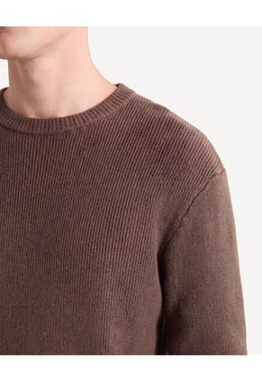 Saco Tejido Acanalado Con Rib Para Hombre Café Seven Seven
