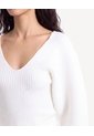 Saco Cuello V Con Manga Volumen  Para Mujer Crema Seven Seven de Seven Seven