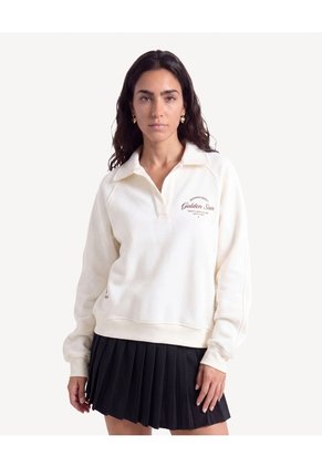 Buzo Cuello Polo Estampado  Para Mujer Amarillo Seven Seven
