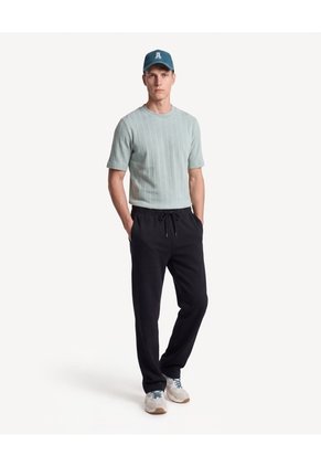 Pantalón Jogger Recto Textura  Para Hombre Negro Seven Seven