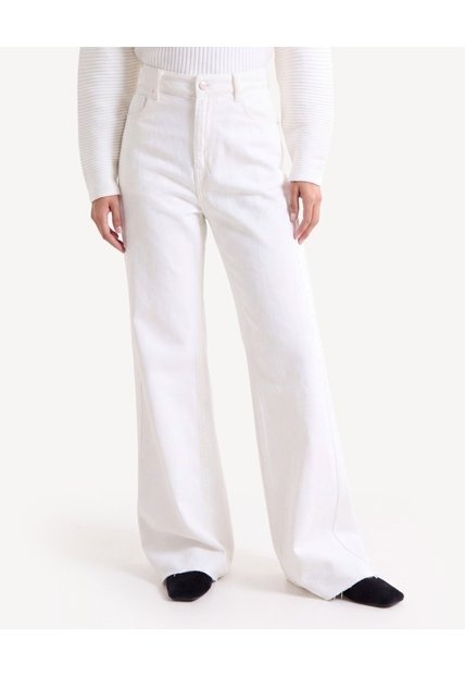 Jean Wide Leg Tiro Medio Rígido  Para Mujer Blanco Seven Seven