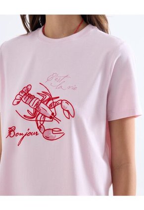 Camiseta Oversize Estampada  Para Mujer Rosa Seven Seven