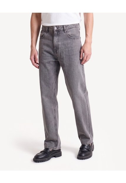 Jean Loose Con Lavado Marcado  Para Hombre Gris Seven Seven