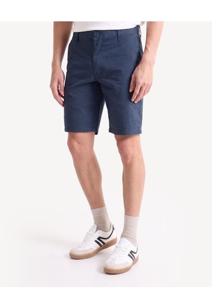 Bermuda Chino De Corte Limpio  Para Hombre Azul Seven Seven