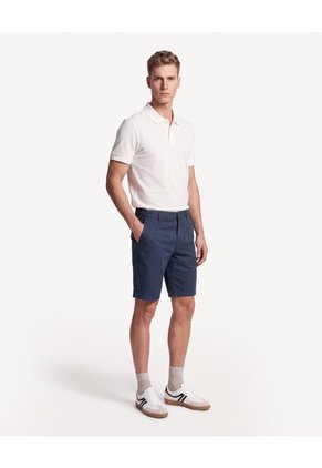 Bermuda Chino De Corte Limpio  Para Hombre Azul Seven Seven