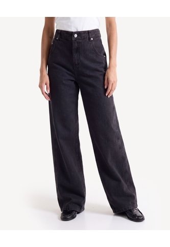 Jean Straight Con Corte Lateral  Para Mujer Negro Seven Seven Seven Seven