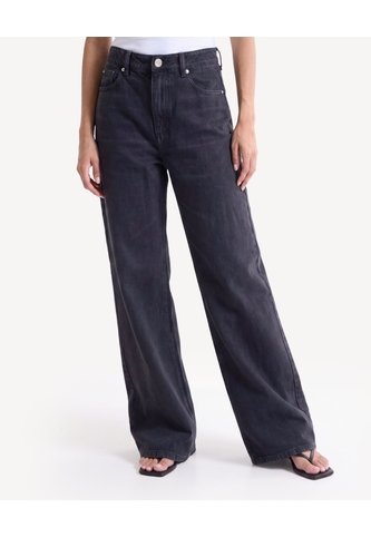 Jean Wide Leg Efecto Lavado  Para Mujer Negro Seven Seven Seven Seven