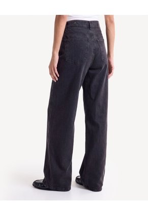 Jean Straight Con Corte Lateral  Para Mujer Negro Seven Seven
