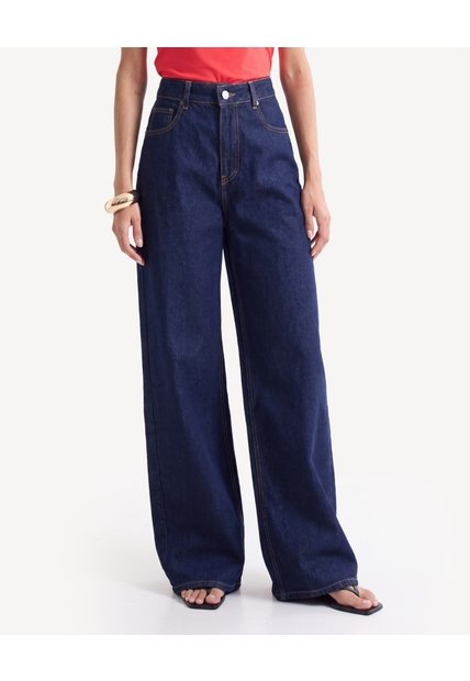 Jean Wide Leg En Denim Raw  Para Mujer Azul Seven Seven