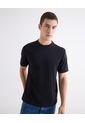 Camiseta En Rib Regular  Para Hombre Negro Seven Seven de Seven Seven