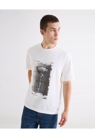 Camiseta Oversize Estampada  Para Hombre Marfil Seven Seven Seven Seven