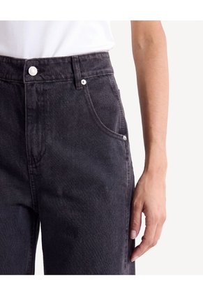 Jean Straight Con Corte Lateral  Para Mujer Negro Seven Seven