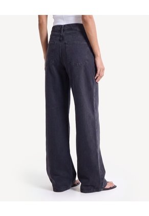 Jean Wide Leg Efecto Lavado Para Mujer Negro Seven Seven