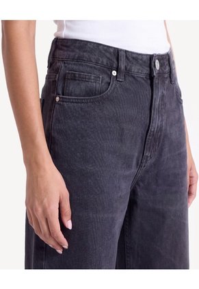 Jean Wide Leg Efecto Lavado Para Mujer Negro Seven Seven