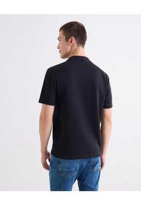 Camiseta En Rib Regular Para Hombre Negro Seven Seven