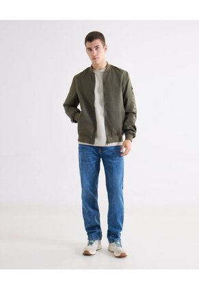 Chaqueta Bomber Basica  Para Hombre Verde Seven Seven