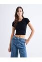 Camiseta Ajustada Flexible  Para Mujer Negro Seven Seven de Seven Seven