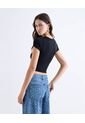 Camiseta Ajustada Flexible  Para Mujer Negro Seven Seven de Seven Seven