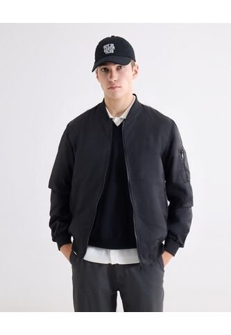 Chaqueta Bomber Basica  Para Hombre Negro Seven Seven Seven Seven
