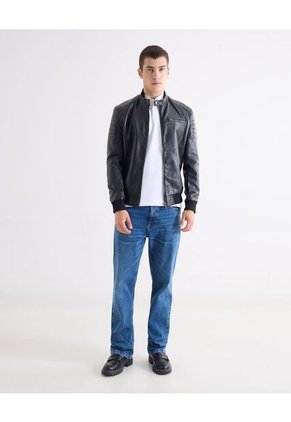 Chaqueta Biker En Pu  Para Hombre Negro Seven Seven