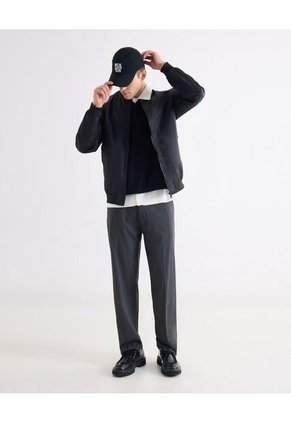 Chaqueta Bomber Basica  Para Hombre Negro Seven Seven