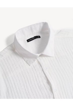 Camisa  Para Hombre Manga Larga Sin Bolsillo Cuello Casual M Color Crudo Marca Seven Seven #45012196