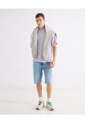 Camiseta Oversize Básica  Para Hombre Lila Seven Seven