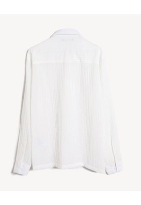 Camisa  Para Hombre Manga Larga Sin Bolsillo Cuello Casual M Color Crudo Marca Seven Seven #45012196