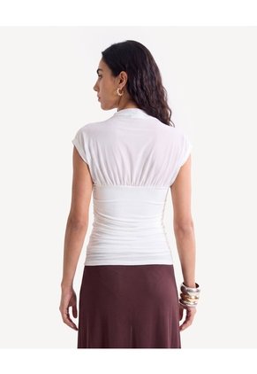 Camiseta Cuello Alto En Mesh  Para Mujer Hueso Seven Seven